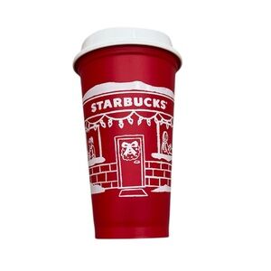 Starbucks Red Reusable Cup with Festive Design 2025